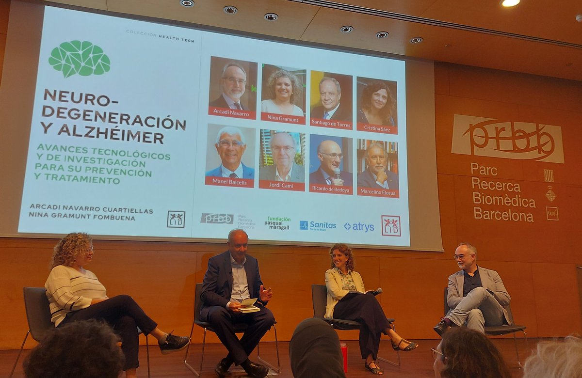 Marc_Prat's tweet photo. Presentació del llibre "Neurodegeneración y alzhéimer" al @the_prbb sobre recerca, prevenció i tractament de la malaltia d'Alzheimer. Escrit i coordinat per la Dra. @NGramunt i el Dr. @ANavarroFPM https://t.co/loY7ScHuhB