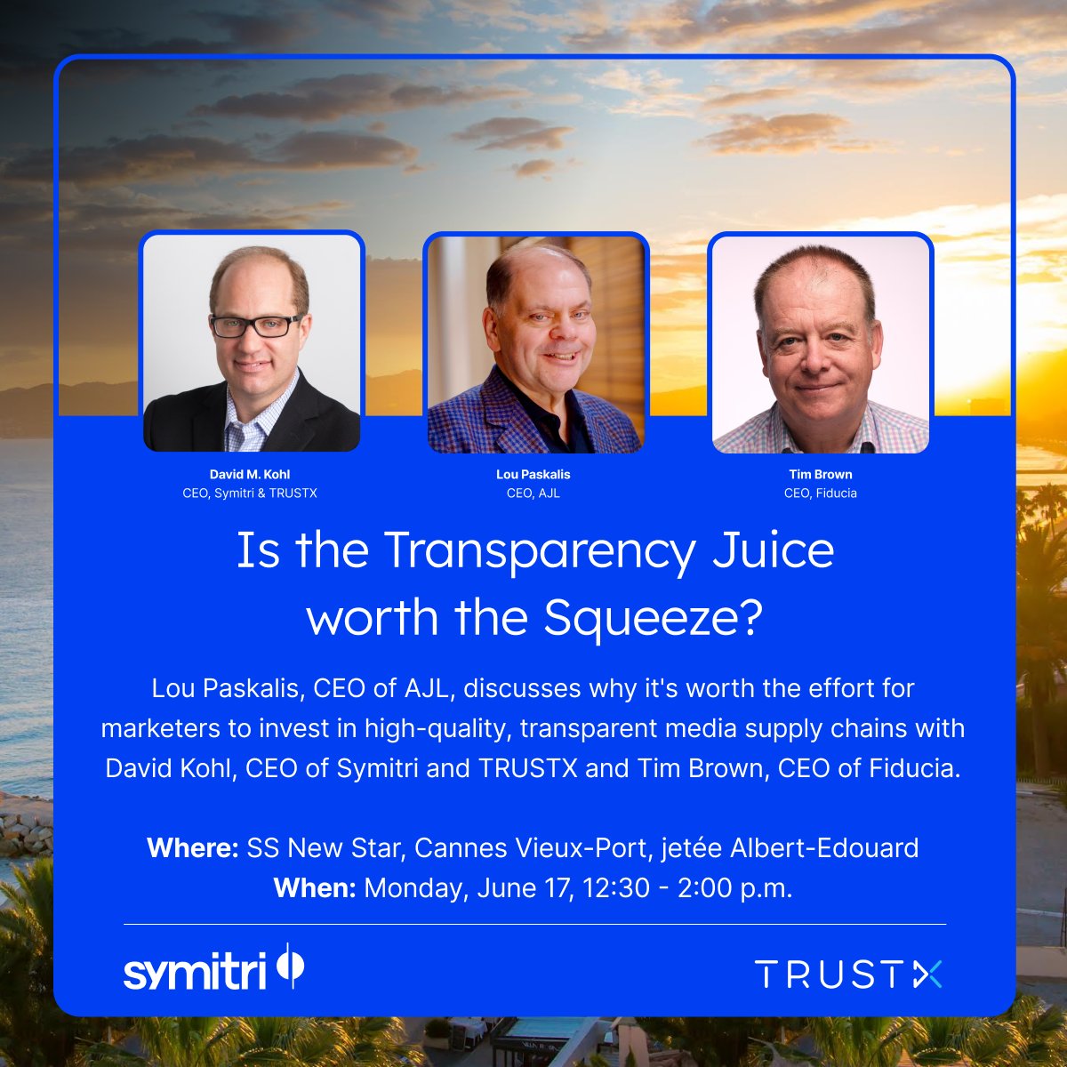 The conversations on Day One of #Cannes set the stage for the rest of the festival—and the rest of the year. We hope you can join us for this one. #Cannes2024 #PremiumPublishers #Programmatic #Transparency  #TRUSTX #ANA fiducia.eco/ana-tag-trustn…