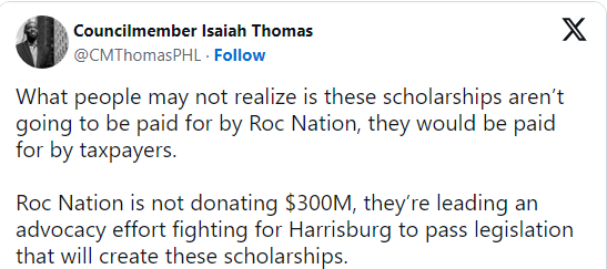 MusicSuiteC's tweet image. JAY-Z's Roc Nation Criticized For Philadelphia School Voucher Campaign

“Roc Nation is not funding this, it is just launching an educational campaign that maybe it is being paid to do.”
#JayZ   #RocNation   #Philadelphia   #vouchers  #students  #education
blavity.com/jay-z-roc-nati…