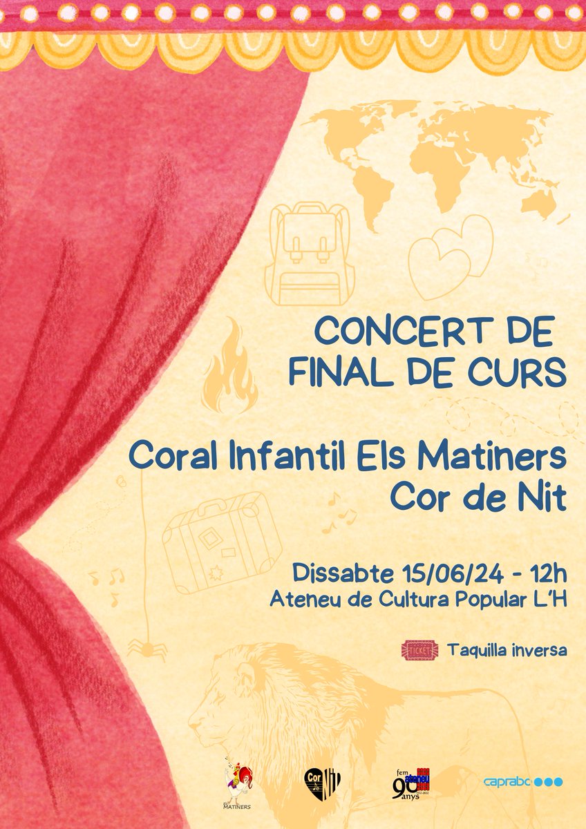 Aquest dissabte us convidem a acompanyar-nos al concert de final de curs.   

Farem un repàs dels projectes treballats en aquest tram final i en gaudirem plegats/des!   

Us hi esperem! 🐔🌙🎶

#culturalh #coralinfantil #corjove #finaldecurs #festamajor
