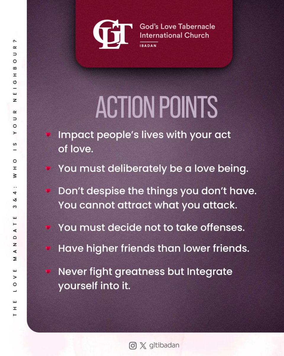 gltibadan's tweet image. ACTION POINTS 📌

#Actionpoints
#Sundaysermon
#GltIbadan
#GltChurch
#emphasisonthefruitoftherecreatedspiritlove