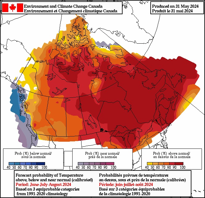 1/2 For #summer 2024, we expect above-average temperatures throughout most of country. These conditions are likely to result in other severe #weather events. 

For more details:  ow.ly/QmJ050SfIUU