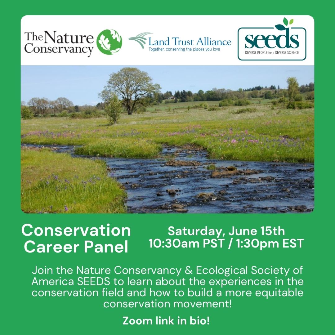 ESA-SEEDS (@esa_seeds) on Twitter photo ESA-SEEDS Diversity Programs Manager, Fred Abbott will be participating in <a href="/nature_org/">The Nature Conservancy</a>'s Conservation Career Panel on Saturday, June 15th. We hope you can join us to learn how to build a more equitable conservation movement! Link to register in bio. #ecology #diversityinecology ESA-SEEDS Diversity Programs Manager, Fred Abbott will be participating in <a href="/nature_org/">The Nature Conservancy</a>'s Conservation Career Panel on Saturday, June 15th. We hope you can join us to learn how to build a more equitable conservation movement! Link to register in bio. #ecology #diversityinecology