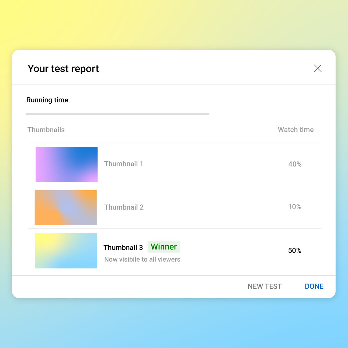 📣 BIG news, we’re rolling out Thumbnail Test &amp; Compare 🤩

sometimes called A/B testing, this feature lets you test up to 3 different thumbnails &amp; uses data to pick a winner 🥇

coming for creators w/ advanced features access in the coming weeks ✨

more: goo.gle/3RnjLSA