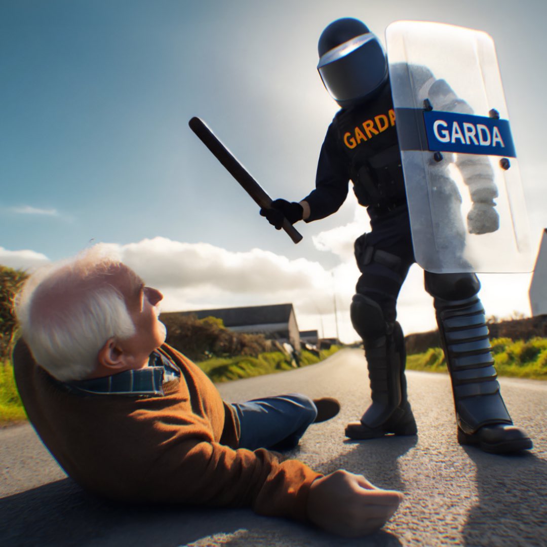 TheLiberal_ie's tweet photo. Image goes viral as many people lose faith in how the gardai are dealing with decent, concerned locals at migrant plantations around the country. https://t.co/jProl3DgBr