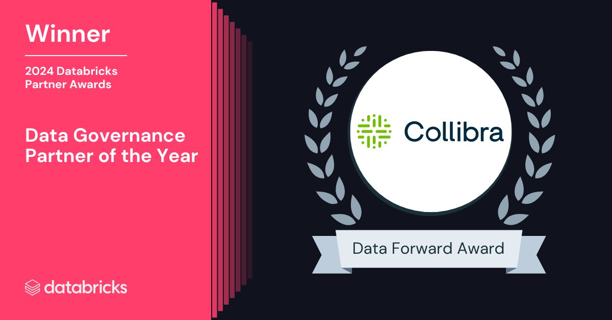 We are thrilled to announce that Collibra has been named Partner of the Year for Data Governance by Databricks! 🎉 Huge thanks to the entire Databricks team for their support and collaboration. 🙌 Excited to keep delivering top-notch Data and AI solutions to our customers. 🚀