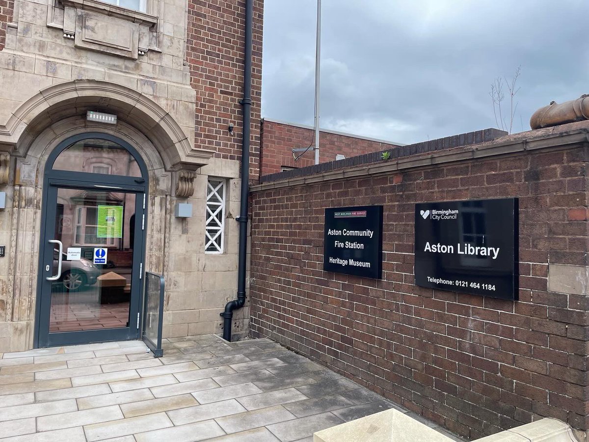 Choosing to believe that Aston Library’s location inside a fire station is a literary homage to Ray Bradbury’s Fahrenheit 451. Loved my visit there today. Loved speaking to Hisham - from a family of librarians -who is passionate about libraries. Coming soon…<a href="/BrumLibraryZine/">Brum Library Zine</a>