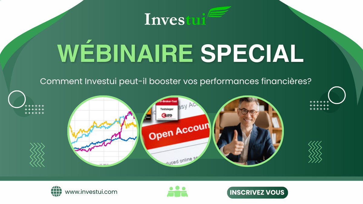 Investui_France's tweet photo. NE MANQUEZ PAS NOTRE WEBINAIRE🤩

Nous avons le plaisir de vous inviter à un webinaire exclusif dédié à notre service d'investissement.

Date : 14 juin
Heure : 14h00
Où? : de chez vous (wébinaires)

https://t.co/SO1oY0trTs https://t.co/9QPJP3o8ls