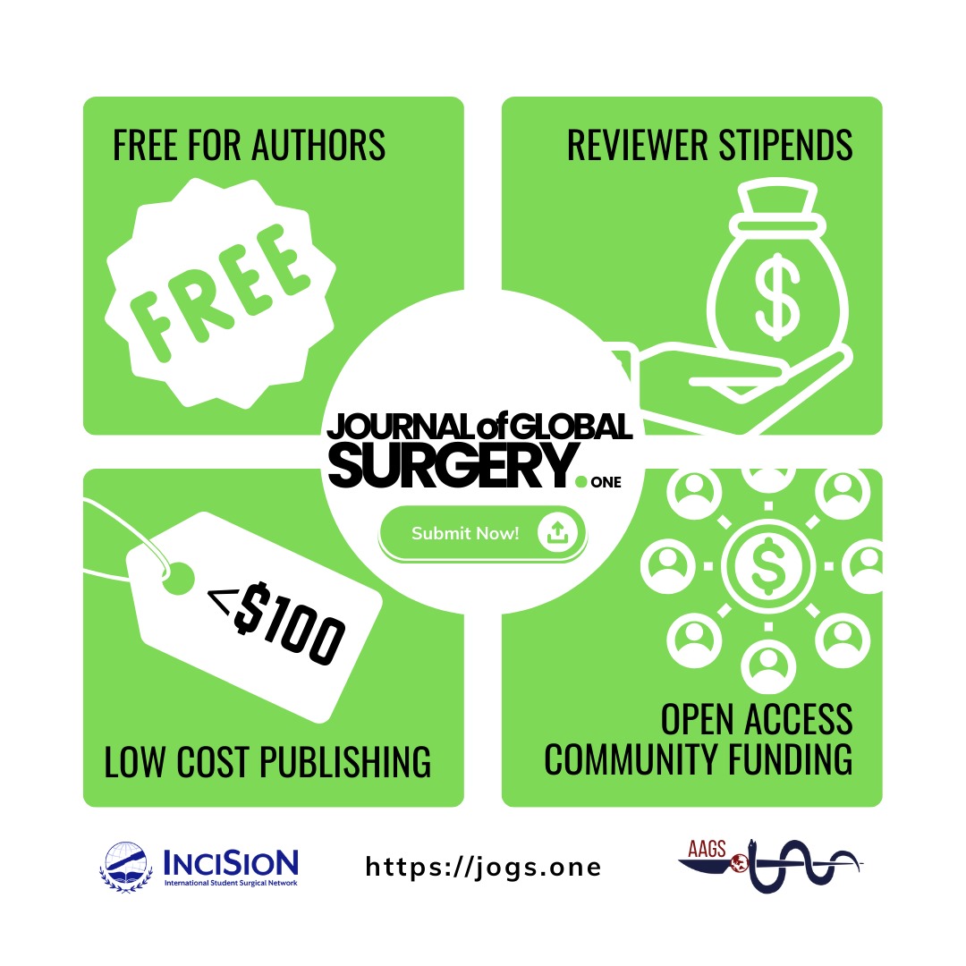 InciSioNGlobal's tweet photo. Publish your global surgery research with JOGS! Check out the steps, guidelines & expert tips: https://t.co/NWNrz6KQWg
#SoMe4GS #JoGS #globalsurgery #research https://t.co/Nx2vyQBBck