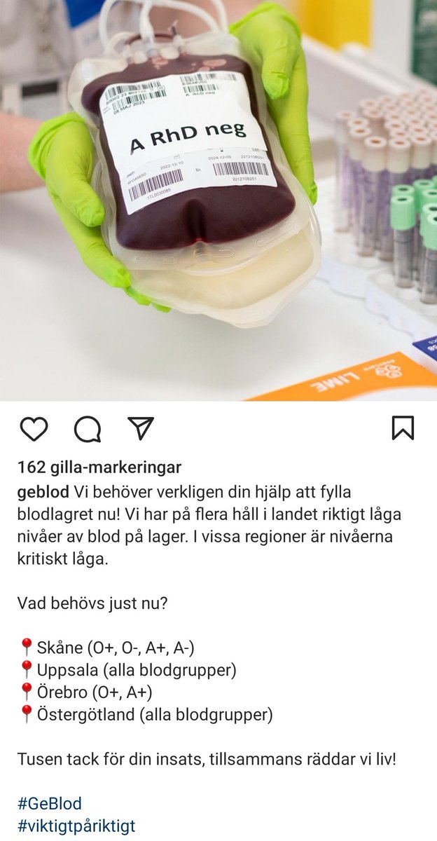 Akut behov av blod i flera delar av landet!

Dela gärna!!