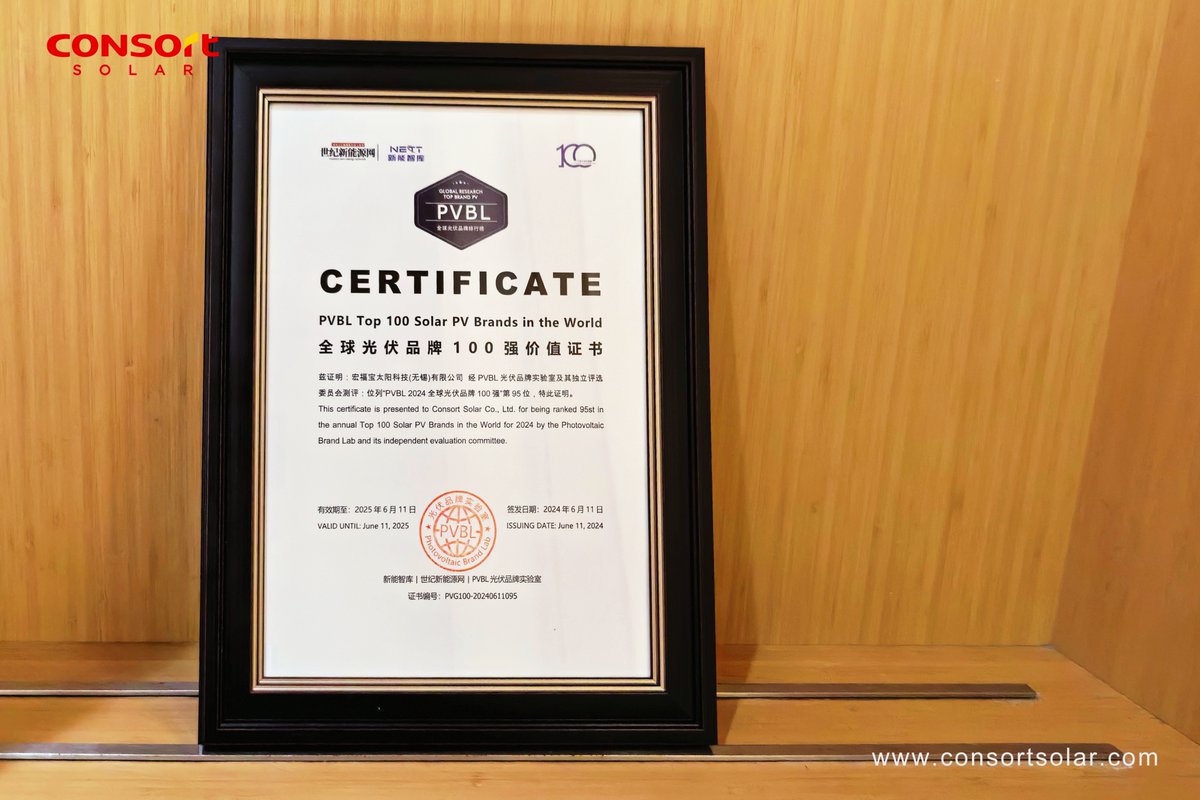 CONSORTSOLAR's tweet photo. 🏆Consort enters the list of top 100 global #PV brands!
😉You can also contact us by email at sales@consortsolar.com or check out our website at https://t.co/0TDENOG8QR! 
#Solar #SolarPower #TOPCon #ConsortSolar #SolarModule #Photovoltaic #RenewableEnergy #HJT #Factory #SNEC https://t.co/VnCAI0OIRr