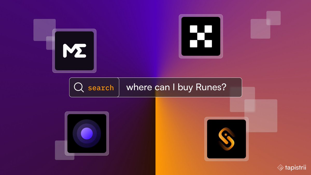 So you want to know where to buy Runes? 
We’ve got you covered…

Here’s a couple of choices for you:
- <a href="/MagicEden/">Magic Eden 🪄</a> 
- @OrdinalsWallet 
- @Unisat_Wallet 
- @OKX