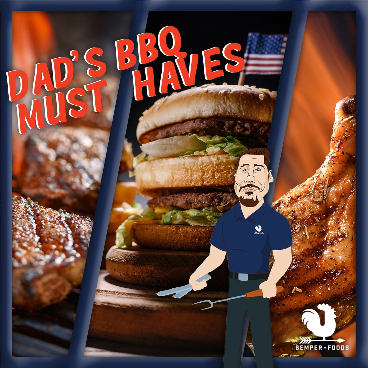 SemperFoods's tweet photo. 🔥 Get ready for Father's Day with the top BBQ must-haves! 🔥

1️⃣ Burgers - A classic favorite that everyone loves.
2️⃣ Ribeye Steaks - Rich in flavor and perfect for grilling.
3️⃣ Beer Can Chicken - Juicy and full of flavor.

#DadsBBQMustHaves #FathersDay #GrillingSeason https://t.co/TIK5HS9ARI