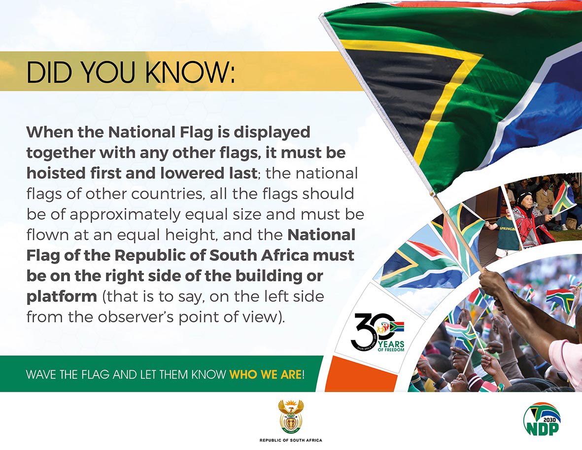 SportArtsCultur's tweet photo. The South African Flag represents where we come from as a country, always be proud to come from such a vibrant &amp; colourful nation

#NationalSymbols #KnowYourFlag #IAmTheFlag
#SouthAfricanFlag #Freedom30 #SouthAfrica30
#InspiringANationOfWinners #48thCommemoration
#YouthMonth2024 https://t.co/OZH8hjQOZS