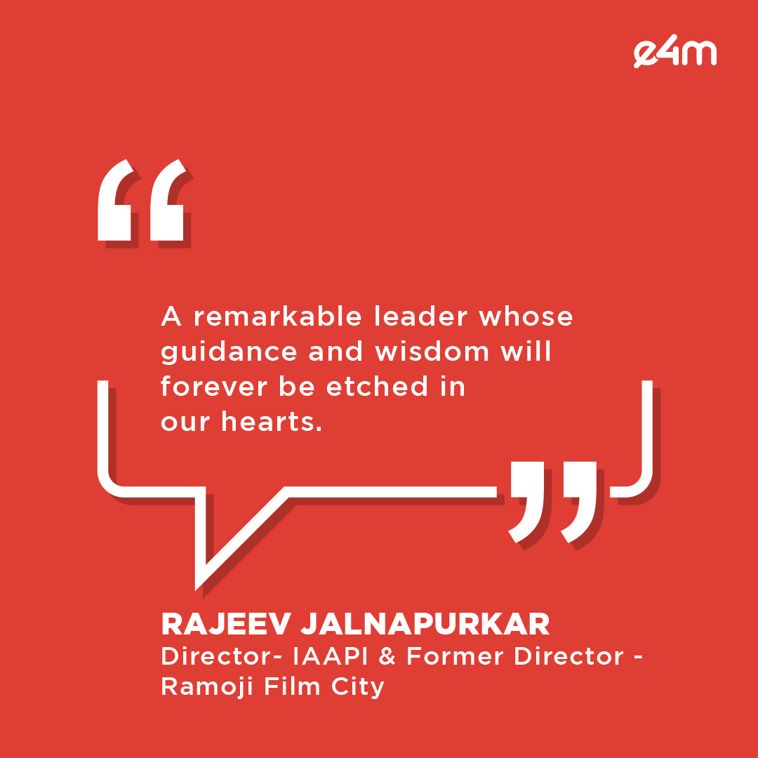 e4mtweets's tweet photo. "Ramoji Rao was one of the rare individuals who left a lasting legacy in the realm of credible journalism." - #MukundSetlur
Industry leaders pay a heartfelt tribute to Padma Vibhushan Shri Ramoji Rao, head of the Telugu news and entertainment network ETV and founder of Ramoji Film City.

Read here:  https://t.co/RcG4oTfa6d

#JagdeeshChandra | #DrKushalSanghvi | #RajeevJalnapurkar | @s_yesudas | @Manojjagyasi | @daibanw18 | #AmbarnathSinha | @editorkumar

#e4m #ramojirao #rip #tribute #industryleaders #media #news