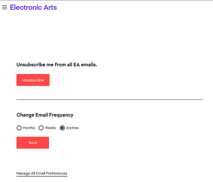 emailmp's tweet image. Disclosure: It's none of my business what you think and it's none of my business what you think of me.

@EA a gaming operation, is doing #emailmarketing better than you. 
#frequencyoption 
#churn 
#unsubscribeoption