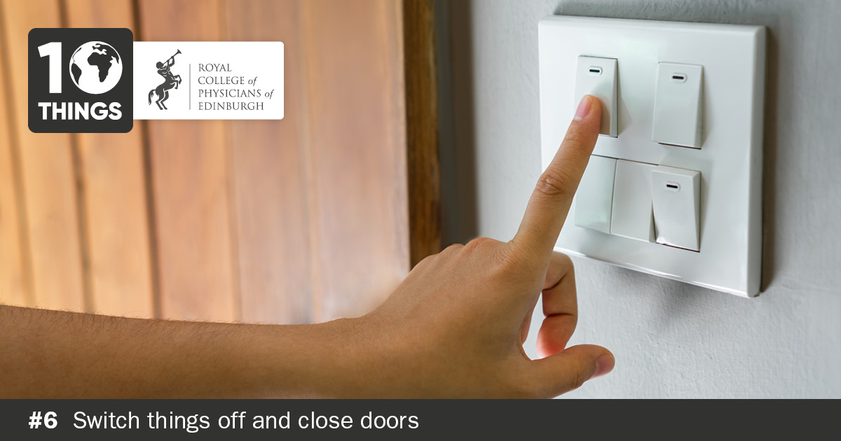 #10things health care professionals can do to mitigate the impact of their clinical practise on the environment has been developed by our CAFE group: #6 Switch things off and close doors. E-learning is free and available to all. Access here: learning.rcpe.ac.uk/10things