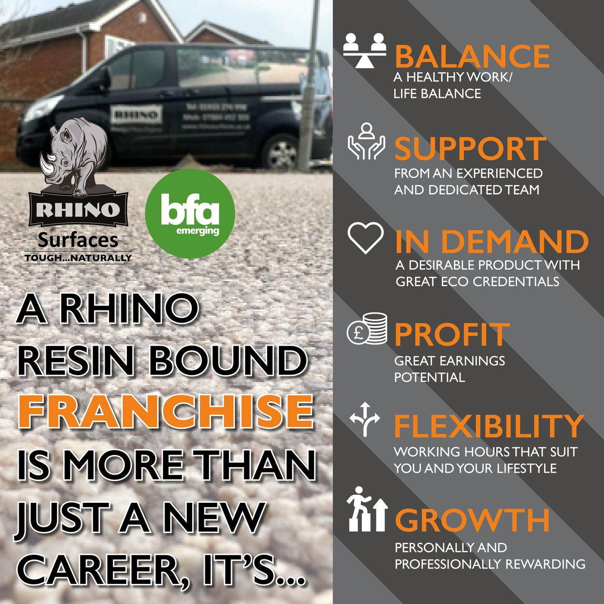 A successful and profitable future awaits you!

Choose Rhino and Discover Innovation: rhinosurfaces.co.uk/own-a-franchis… 

#Franchise #franchiseuk #franchiseopportunity #franchising #bfa #resinbounduk #resinboundfranchise #civvystreet #newcareer #businesstraining #bfa #UKfranchise