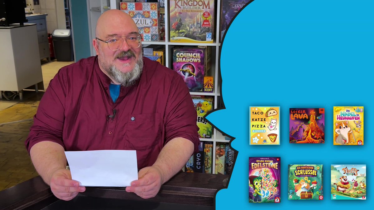 Longlist Kinderspiel des Jahres 2024: Taco Katze Pizza Junior, Lecker Lava, Die Nadel im Heuhaufen, Große kleine Edelsteine, Die magischen Schlüssel, Fluffy Valley