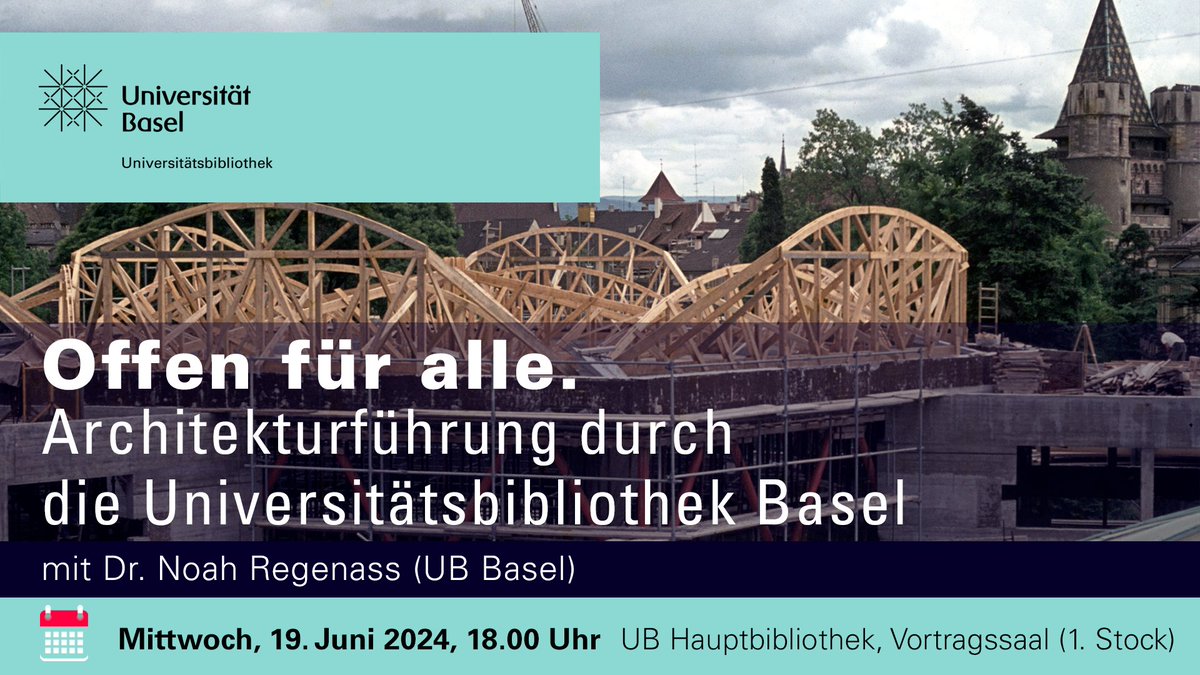 Am 19.06. stellt unser Leiter Historische Sammlungen die Geschichte der UB vor und führt durch das Gebäude. Auf dem Bild zu sehen: Die Konstruktion der berühmten Schale über dem Lesesaal, die Heinz Hossdorf 1964 für den Bau von Otto Senn entworfen hat. ub.unibas.ch/de/aktuell-ter…