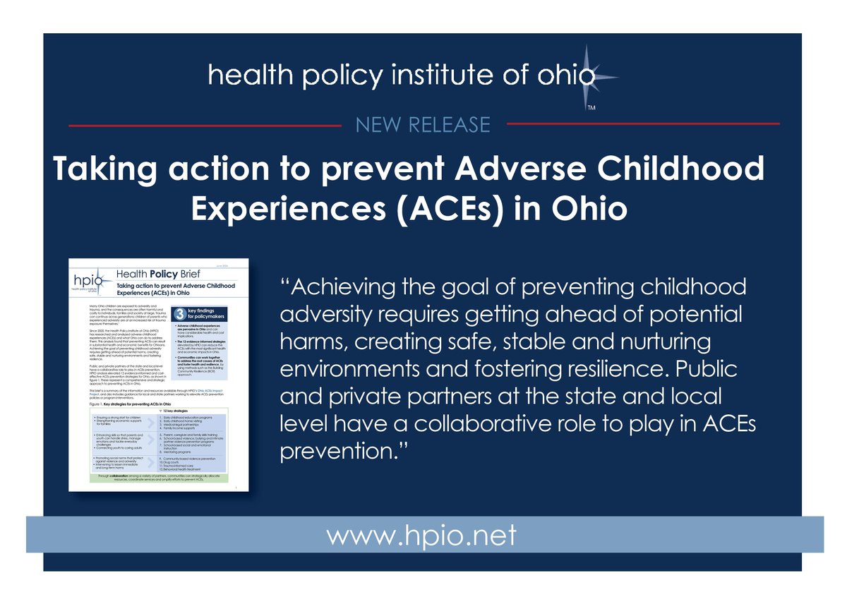 Hot off the Presses! HPIO has released a new brief titled, “Taking Action to Prevent Adverse Childhood Experiences (ACEs) in Ohio”  (buff.ly/4bREara). It summarizes the information and resources available through HPIO’s Ohio ACEs Impact Project buff.ly/3KErNTj)