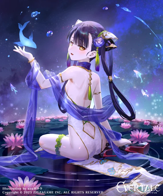 【エバーテイル】(@ Evertale_JPジグザゲーム株式会社様)にて 竜宮城の城主「 乙姫 」描かせていただきました! #エバーテイル #Evertale 