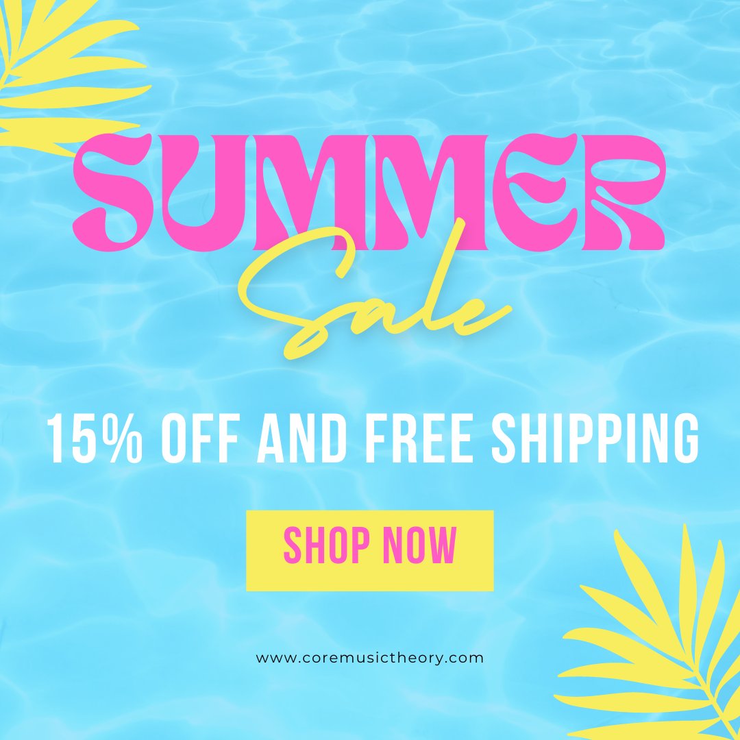 CoreMusicTheory's tweet photo. Last chance! Core Music Theory summer sale going on now! - Free shipping on orders over $50 AND 15% off ALL ORDERS through 6/12/24! Don't miss out! Sale ends tomorrow! Just click the link below:
https://t.co/1MMEm0TT4Y https://t.co/nCHuJWcbWv