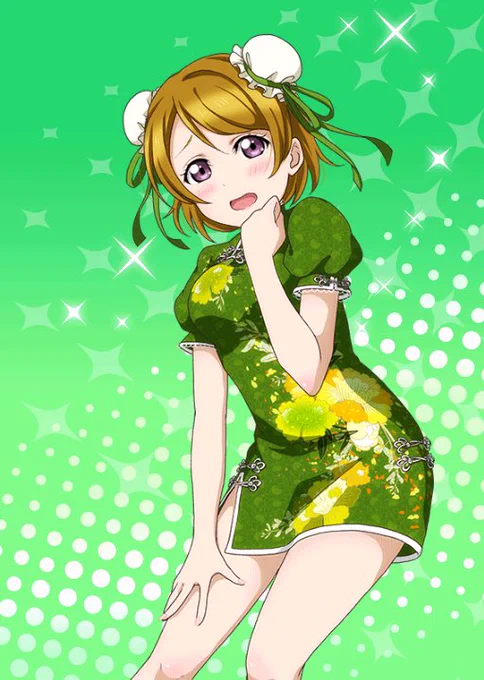 #スクフェス部員かよちんを描く 部員No.396 チャイナドレス編 SRの中でも特に好きな花陽ちゃん!可愛すぎる!ぶかぶかのお袖も可愛いねぃ