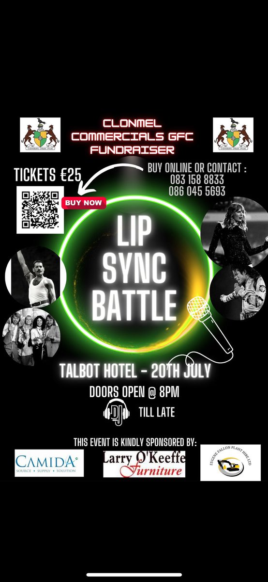 CommercialsGAA's tweet photo. The wait is over and it’s finally time !
Tickets now available for our Lip Sync Battle 🟢🟡
All tickets entered into amazing raffle on the night !

Available from Aoife @ 083 158 8833 or Una @086 045 5693
Purchase online:
https://t.co/kLyYb1sVwn https://t.co/qcPIeuxmVM