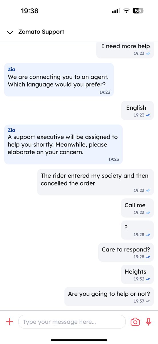 stufflistings's tweet photo. Hey @zomato @zomatocare, people expect better from you.
I've been waiting for the order for almost 2 hours now. 
First, the restaurant called me to inform that they didn't have the food items that I had ordered, despite listing them.
Then, the delivery guy entered the society, and right before reaching my flat, cancelled the order for no reason whatsoever.
And now, I've been waiting for your customer care rep to reply, but nobody seems to be bothered.
Seriously not done.