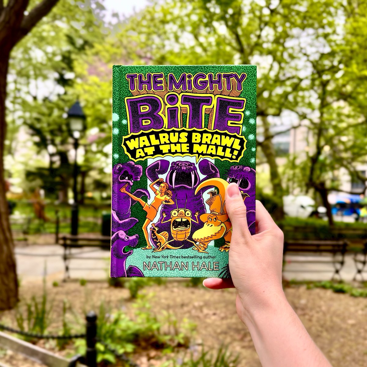 abramskids's tweet photo. Join Trilobite and friends for another wild adventure in @MrNathanHale’s #WalrusBrawlAtTheMall, the second book in #TheMightyBite graphic novel series! Snatch up a copy and get ready for mayhem, mischief, and a whole lot of laughs! #BookBirthday https://t.co/ebhM2ig9bm https://t.co/PBdESeaStK