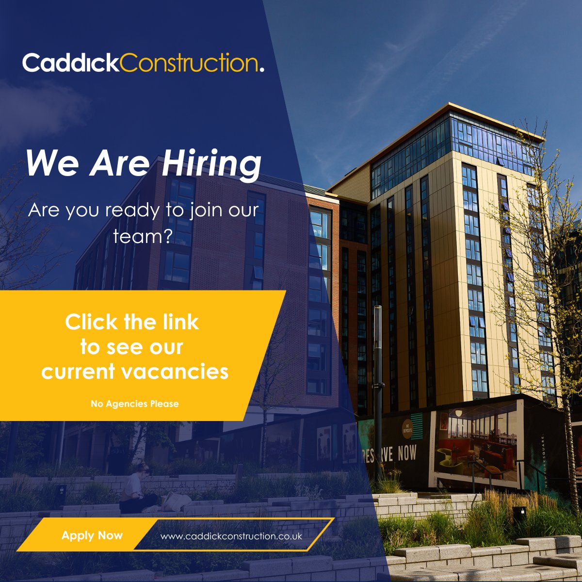 🌟We are hiring! 🌟

If you would like to become part of the Caddick team, or you are ready for the next step in your career, then we may have the perfect role for you!

Check out our latest vacancies here: ow.ly/Y8g550Sfp8e 

#loveconstruction #constructionjobs