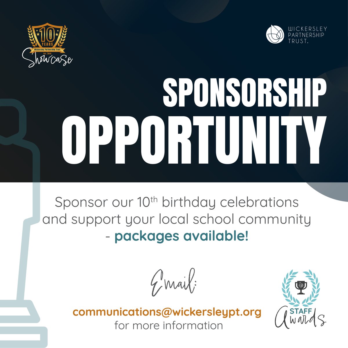 wickersleypt's tweet image. 📣 SPONSORSHIP OPPORTUNITY 📣

WPT turns 10 this year, and to celebrate a decade of educational achievement, people development and community involvement, we&apos;re putting on a week of events in November - including the WPT is 10 Showcase and the WPT Staff Awards 🏆

🧵