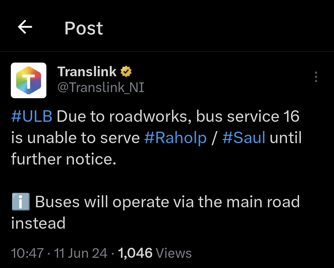 Joe_90210's tweet photo. @chrisdowney79 @Translink_NI There ye go https://t.co/0TomO6wuON