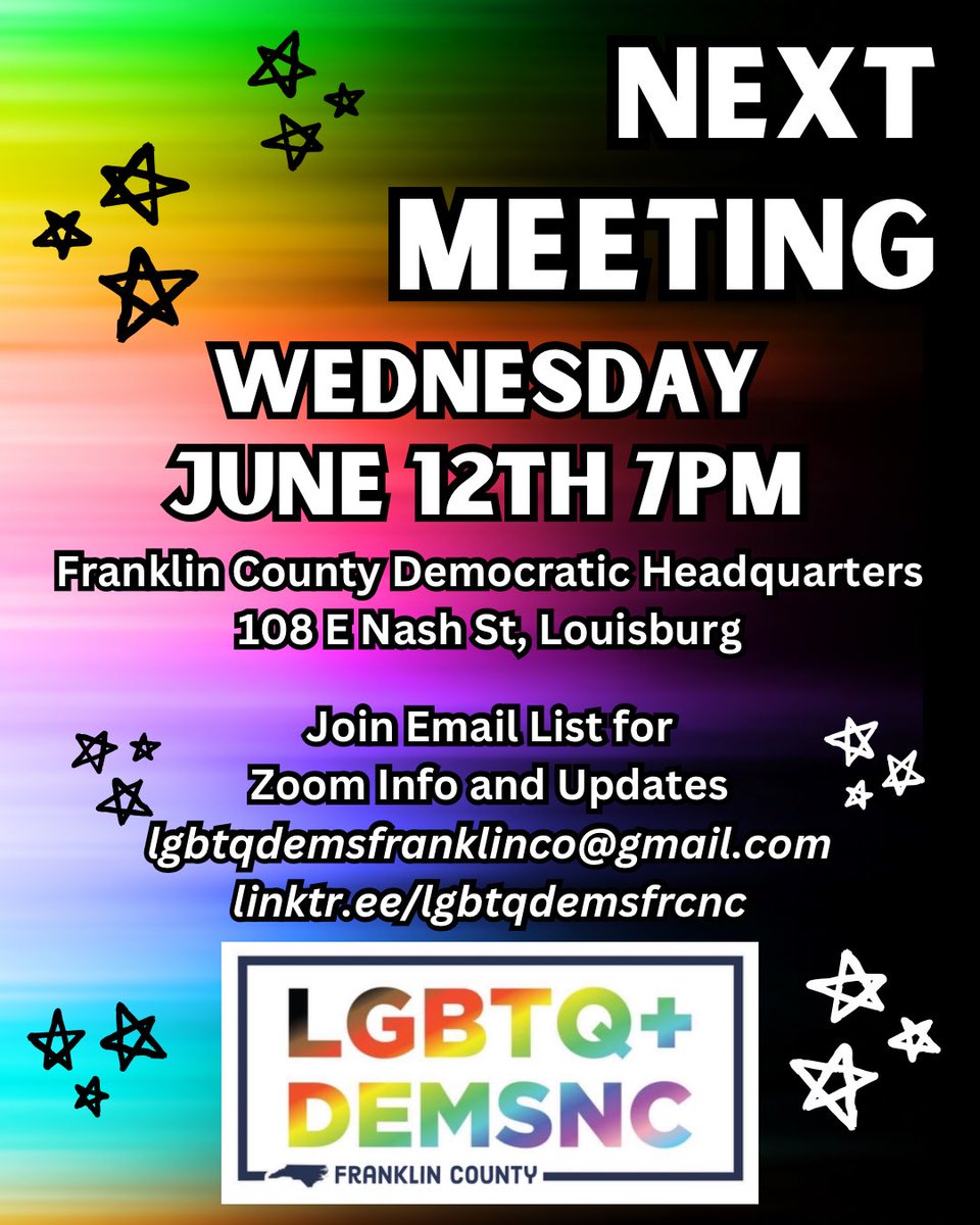 LGBTQdemsfrcnc's tweet photo. #franklincountync #louisburgnc #bunnnc #youngsvillenc #franklintonnc #lgbt #lgbtpride #lgbtq #lgbtqia #pride #liberals #democrat #transpride #nc #northcarolina #vote #voteblue #bluewave #votedemocrat https://t.co/LZuXhrTP1p