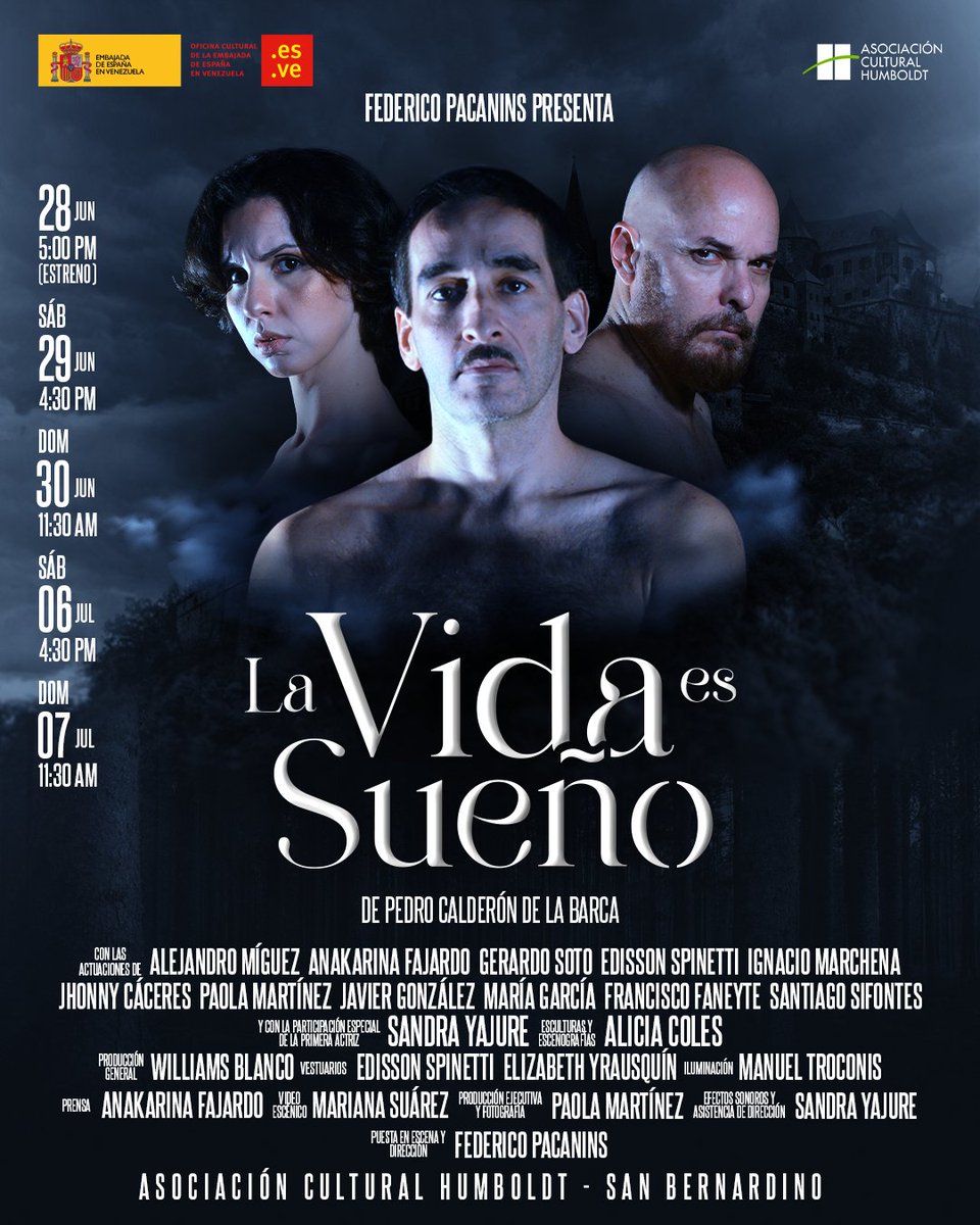 correocultural's tweet image. "La vida es sueño": la obra fundamental del siglo de oro español estrena en la Asociación Cultural Humboldt. correocultural.com/2024/06/la-vid… a través de @correocultural