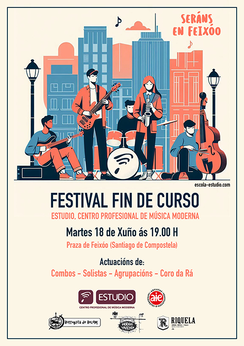🎉Festival Fin de Curso.
Martes 18 a partir de las 19:00 h.
¡Estáis todos invitados!

#cemuestudio #estudioescola #musicamoderna