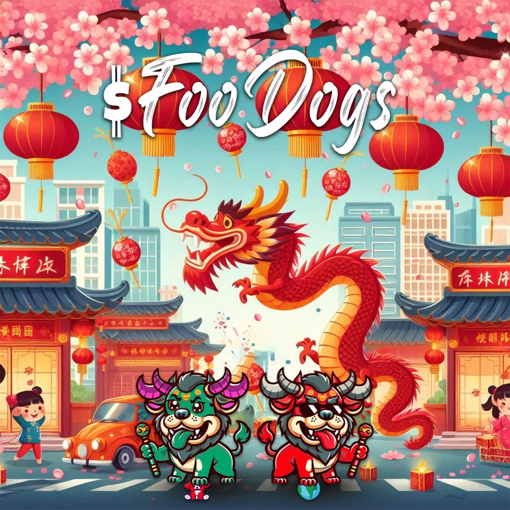 OfficialFooDogs's tweet photo. Introducing $FooDogs: a meme token inspired by the powerful lion dogs of Chinese mythology. They're guardians of prosperity and now, protectors of your crypto wallet! 🌟 #Crypto #FooDogs #MemeToken https://t.co/Sy5w8zwhw7