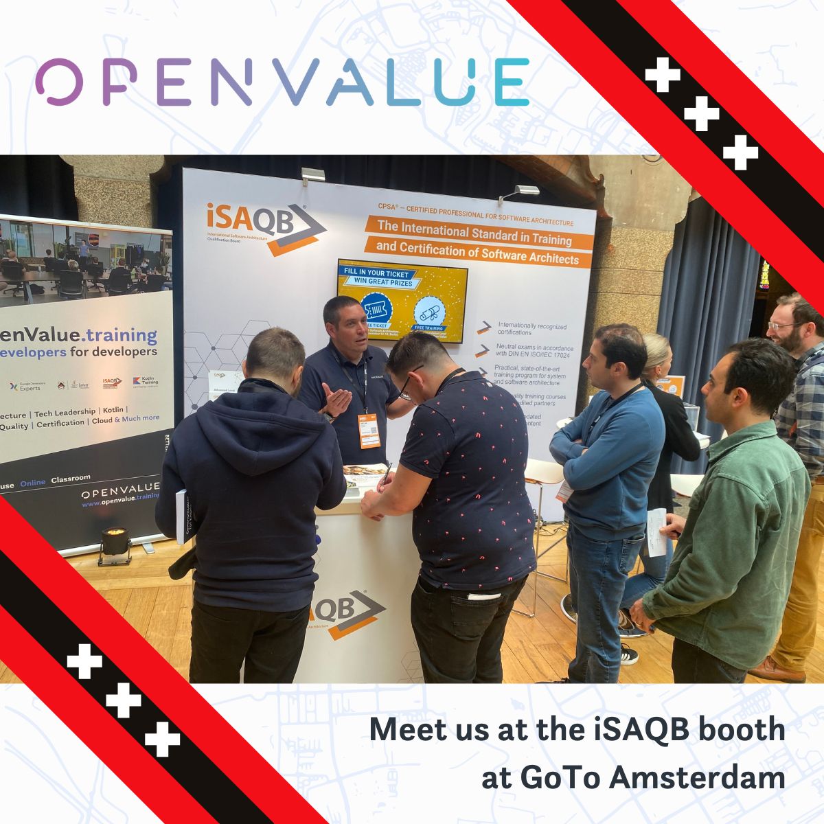 OpenValue's tweet photo. 🤝 Meet OpenValue at GOTO Amsterdam! Join us at the iSAQB booth to explore our training portfolio. Find out how you can win a free iSAQB Software Architecture training! Oh, and don't forget to say hi to @bjschrijver and @r_wieleman. #GOTOconf https://t.co/usmjOklDCj