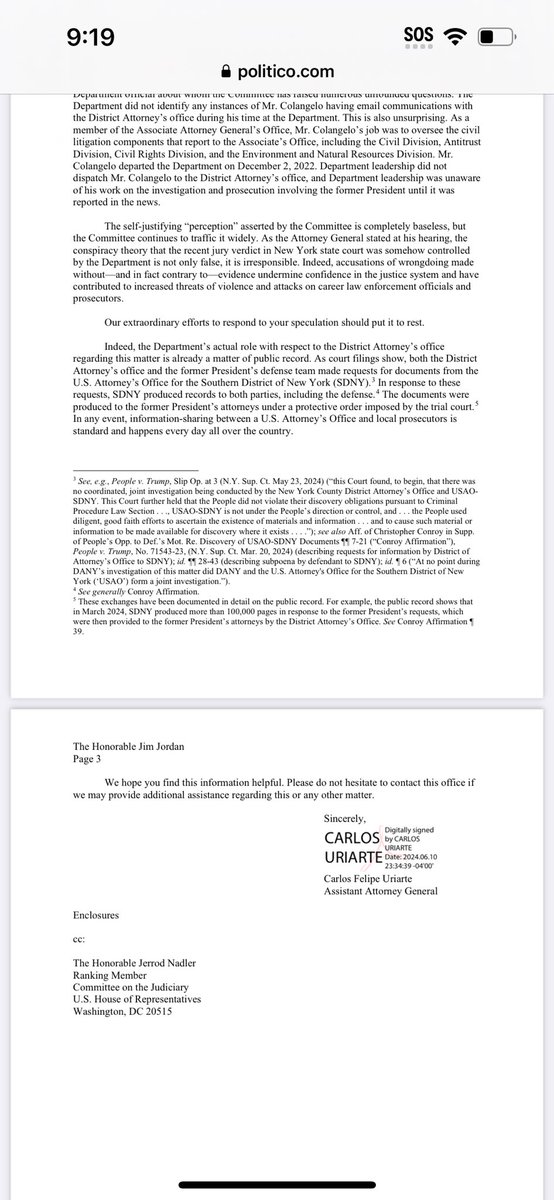 Oh snap! 🔥🔥🔥🔥

The Merrick Garland’s Assistant Attorney General just responded to Jim Jordan and his accusations that the DOJ and NY DA Alvin Bragg were working together to prosecute felon Trump:

“The Department has conducted a comprehensive search for email communications