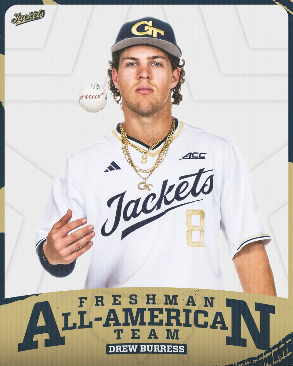 GTBaseball's tweet photo. 𝐅𝐑𝐄𝐒𝐇𝐌𝐀𝐍 𝐀𝐋𝐋-𝐀𝐌𝐄𝐑𝐈𝐂𝐀𝐍

@drew_burress08 ➡️ First Team

🔗 https://t.co/PDeo87SBUt

#WreckHavoc x #StingEm https://t.co/GuDEqX8KxC