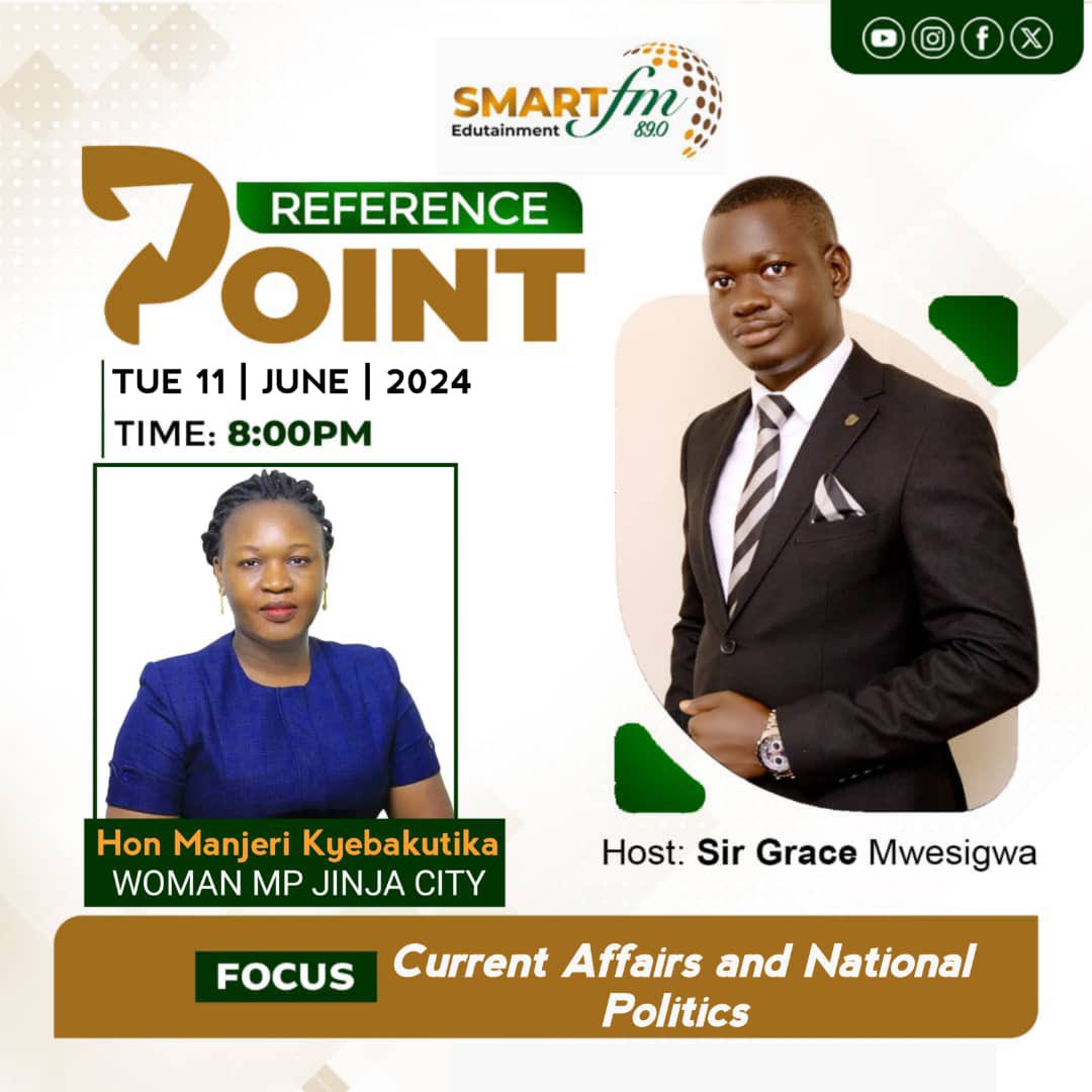 89Smartfm's tweet image. Don’t miss out on the Reference point with @GraceMwesigwaUG at exactly 8pm. 
#smartnews
#smartupdates