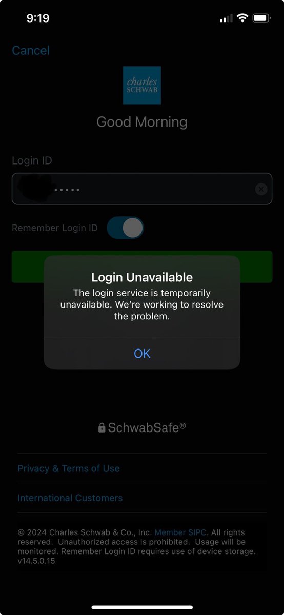 EasyX247's tweet image. 🚨Charles Schwab is having a system outage, blocking access to accounts and Thinkorswim (ex-TD Ameritrade). 

Lots of frustrated users on social media are reporting they can&apos;t trade during market hours. Anyone else affected? #SchwabOutage #Thinkorswim #TradingProblems