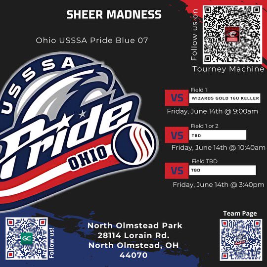SHEER MADNESS SCHEDULE!! 

Hope to see you there, go Pride!! 

<a href="/WalshUSoftball/">Walsh Softball</a> <a href="/ZipsSB/">Akron Zips Softball</a> <a href="/AshlandUSball/">Ashland University Softball</a> <a href="/RMUSoftball/">RMU Softball</a> <a href="/UFOilerSoftball/">Findlay Softball</a> <a href="/ValkyriesSB/">Converse University Softball</a>