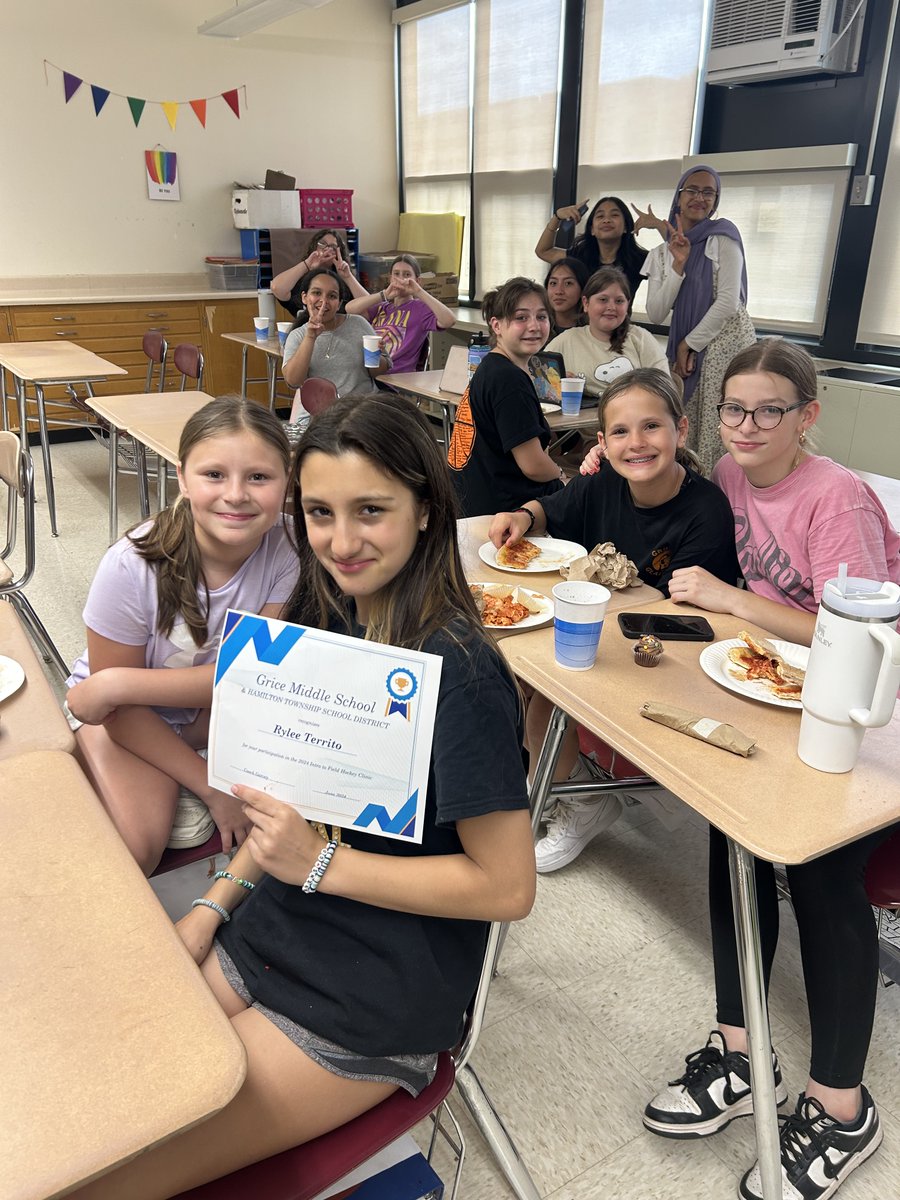 Intro to Field Hockey and Lacrosse clinics were a success this spring season! We got to celebrate their hard work with a pizza party!  <a href="/HTSD_Grice/">Grice Middle School</a> <a href="/WeAreHTSD/">WeAreHTSD</a>