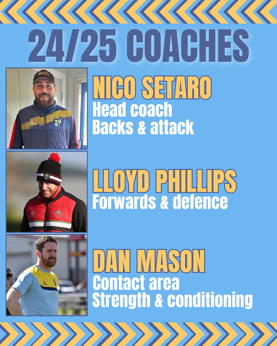 Laugharne RFC (@laugharnerfc) on Twitter photo And just just like that, the rugby break is over!
We're excited to announce our coaching team for this season! The addition of <a href="/GingNo8/">Lloyd phillips</a> alongside head coach <a href="/N_setaro/">nico setaro</a> & <a href="/danjmason/">Daniel Mason</a> will see the team develop in new ways!!
๐ต๐ก๐ต๐ก๐ต๐ก๐ต๐ก๐ต๐ก And just just like that, the rugby break is over!
We're excited to announce our coaching team for this season! The addition of <a href="/GingNo8/">Lloyd phillips</a> alongside head coach <a href="/N_setaro/">nico setaro</a> & <a href="/danjmason/">Daniel Mason</a> will see the team develop in new ways!!
๐ต๐ก๐ต๐ก๐ต๐ก๐ต๐ก๐ต๐ก