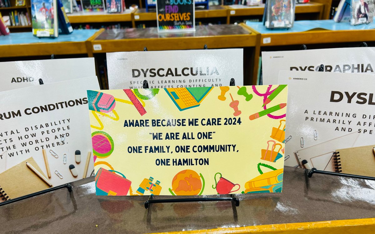 Aware Because We Care! Our display in the media center highlighted some important awareness information! <a href="/HTSD_Grice/">Grice Middle School</a> <a href="/WeAreHTSD/">WeAreHTSD</a>