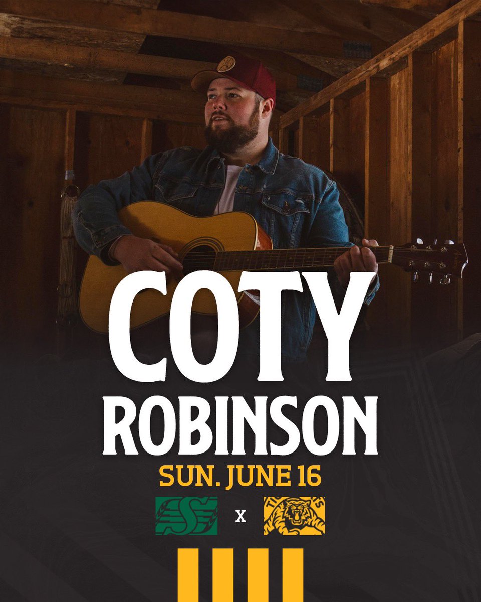 Ticats's tweet photo. Coty Robinson is pulling up to the 🍩📦 for our Home Opener! 

Don't miss out on his pregame and halftime performances on the brand new Stipley Stage 🎤

🎟️ | https://t.co/gyOj208ypW

#TheHammer | @cotyrobinson77 https://t.co/EzAkzQkMNk