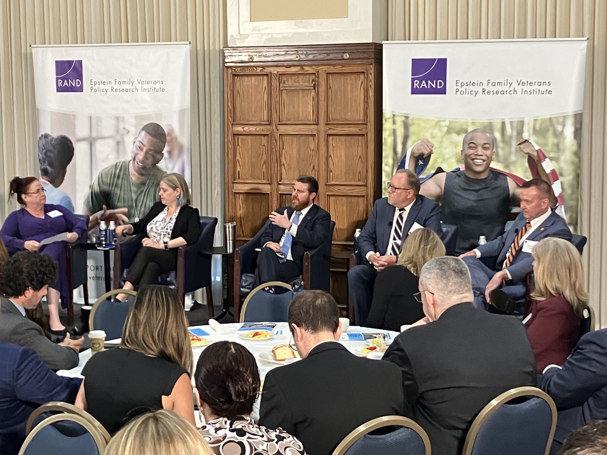 HeinzEndow's tweet photo. Happening now during @RANDCorporation's veterans programs study release: a veterans education panel w/ leaders from @VAVetBenefits; @studentvets; @AIRinforms; & @SyracuseU. #VeteransWork https://t.co/TdlvYTobjg