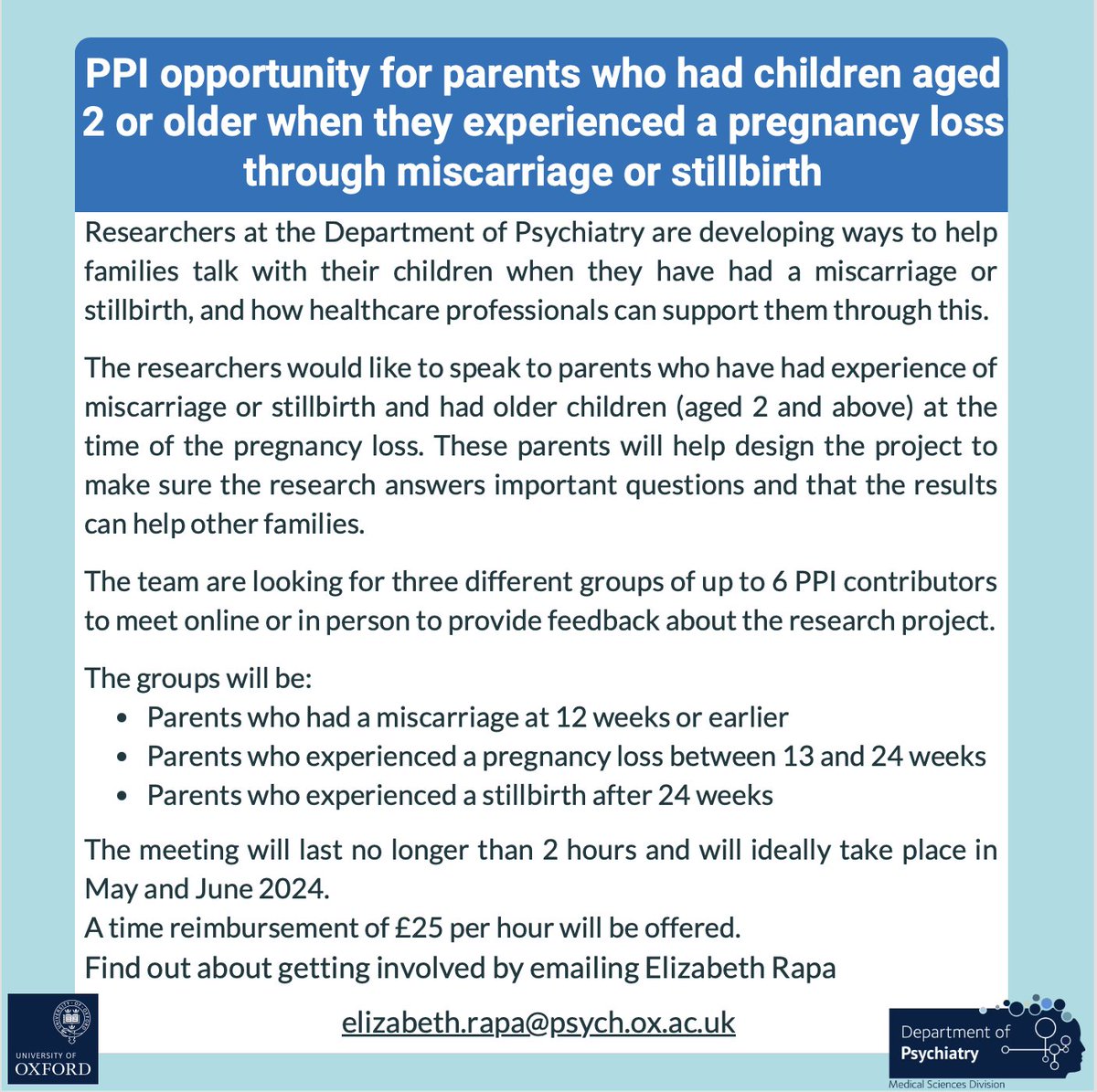 We are looking for parents who have experienced a miscarriage or stillbirth to help shape our research plans.

Did you have older children (age over 2 years)? What would have been helpful to support your family?

<a href="/_4Louis/">4Louis</a> #miscarriage #babyloss #achingarms